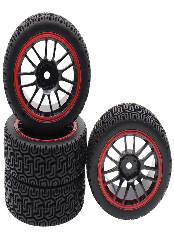 Treehobby 4PCS Treehobby OD 2.68" (68mm x 26mm) Rubber RC Wheel 12mm Hex Hub Wheels and Tires Set Compatible with 1/10 HSP HPI Redcat Himoto Kyosho Sakura RC On-Road Racing Car Touring Car Upgrade Parts - Image 1